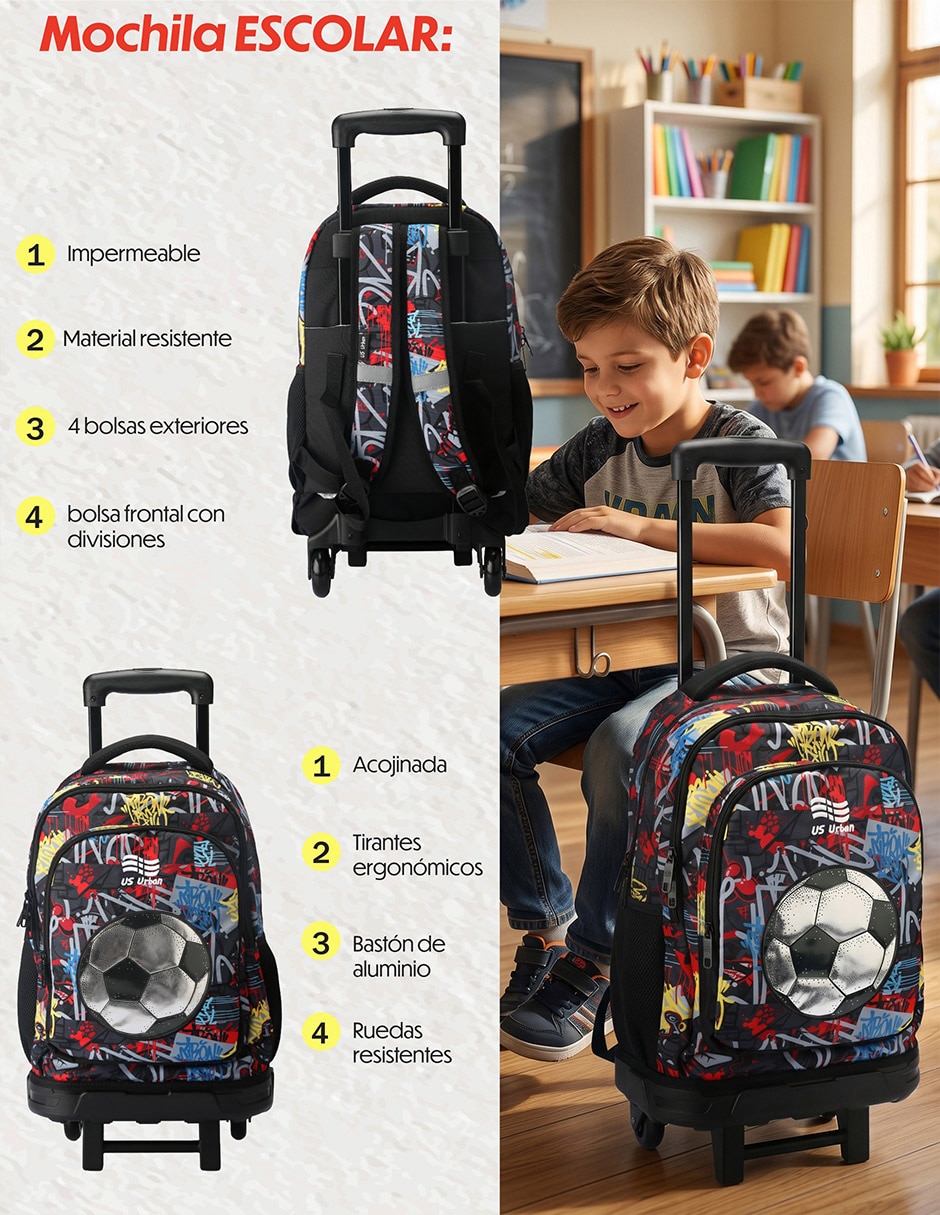 Set mochila escolar fútbol para niño 4
