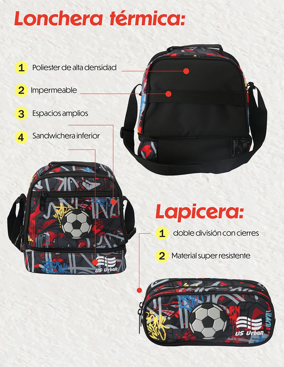 Set mochila escolar fútbol para niño 5