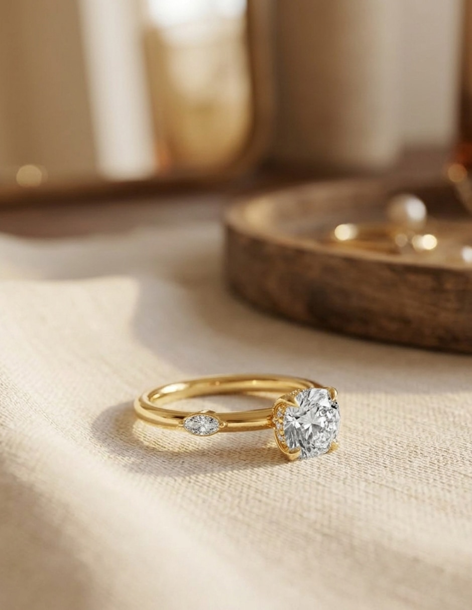 Anillo de compromiso de oro 14 k Amore Mio zirconia cúbica