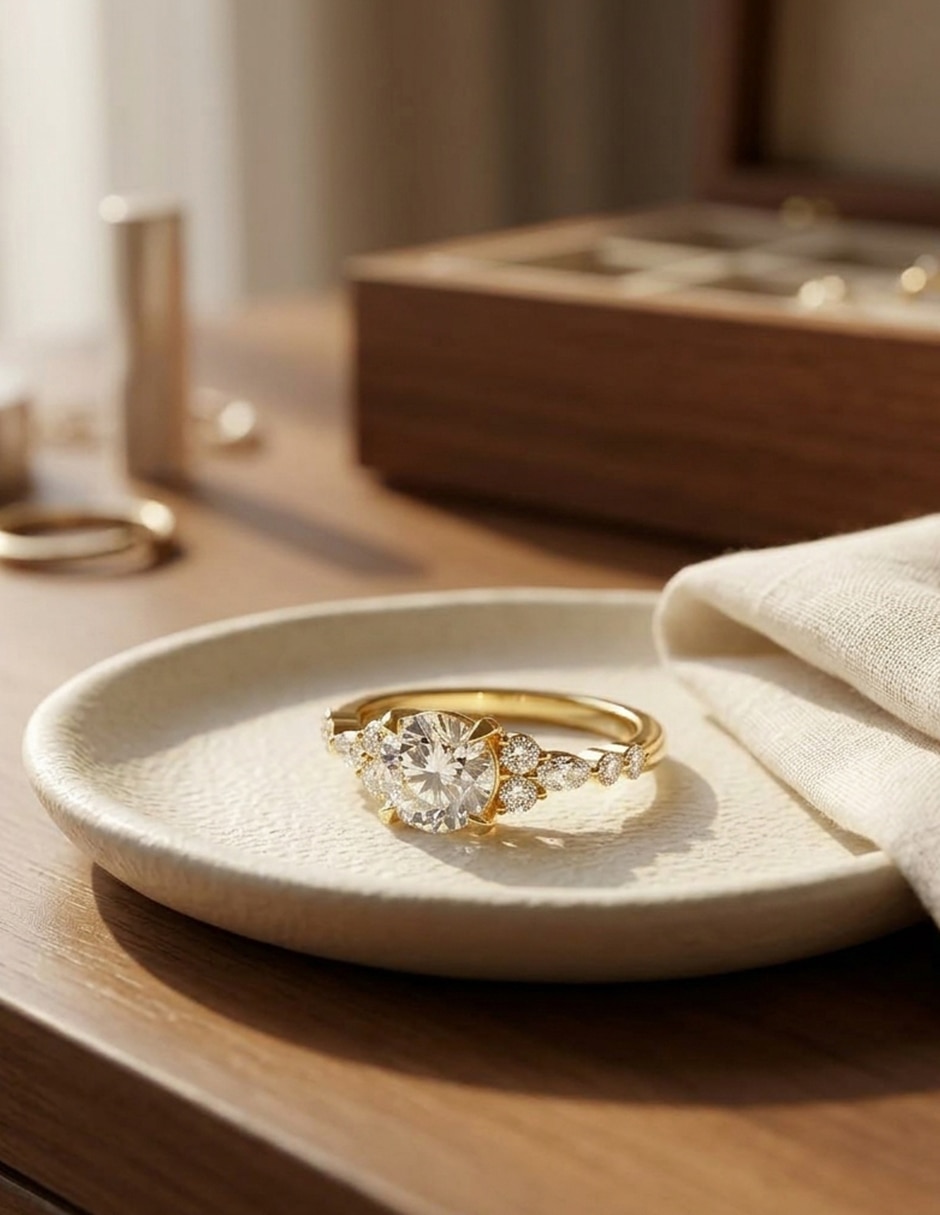 Anillo de compromiso de oro 14 k Amore Mio zirconia cúbica