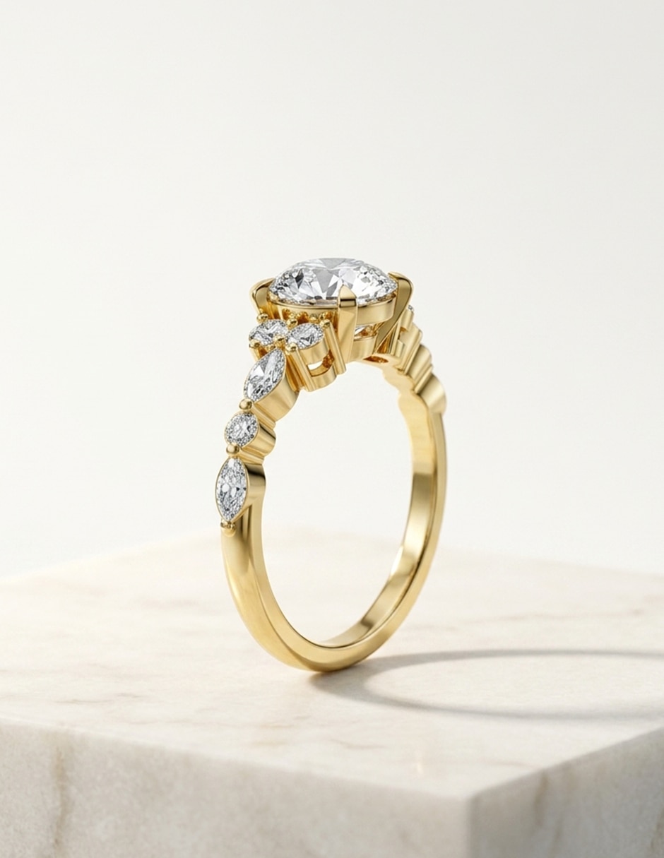 Anillo de compromiso de oro 14 k Amore Mio zirconia cúbica