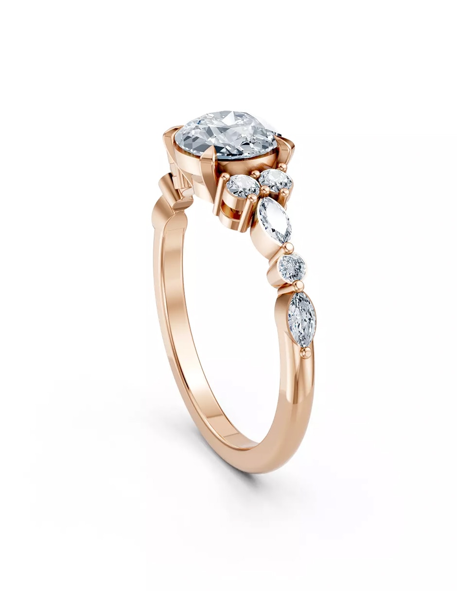 Anillo de compromiso de oro 14 k zirconia cúbica 3