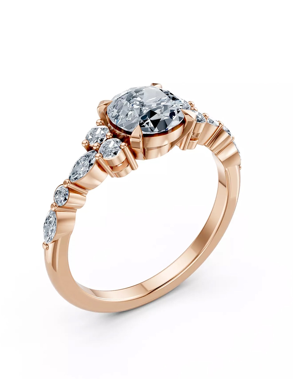 Anillo de compromiso de oro 14 k zirconia cúbica 5