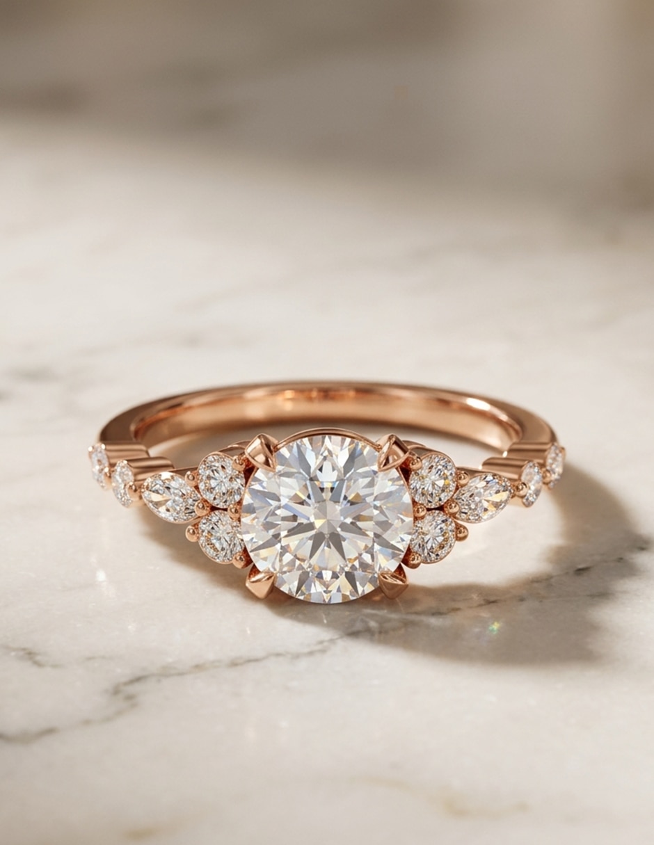 Anillo de compromiso de oro 14 k zirconia cúbica 7