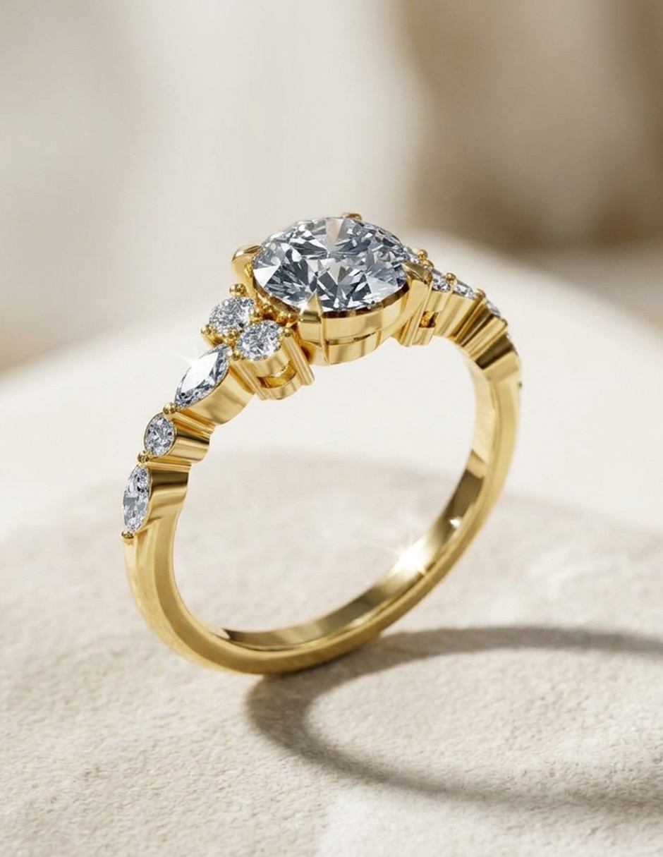 Anillo de compromiso de oro 9 k Amore Mio zirconia cúbica