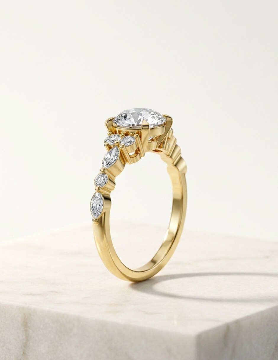 Anillo de compromiso de oro 9 k Amore Mio zirconia cúbica