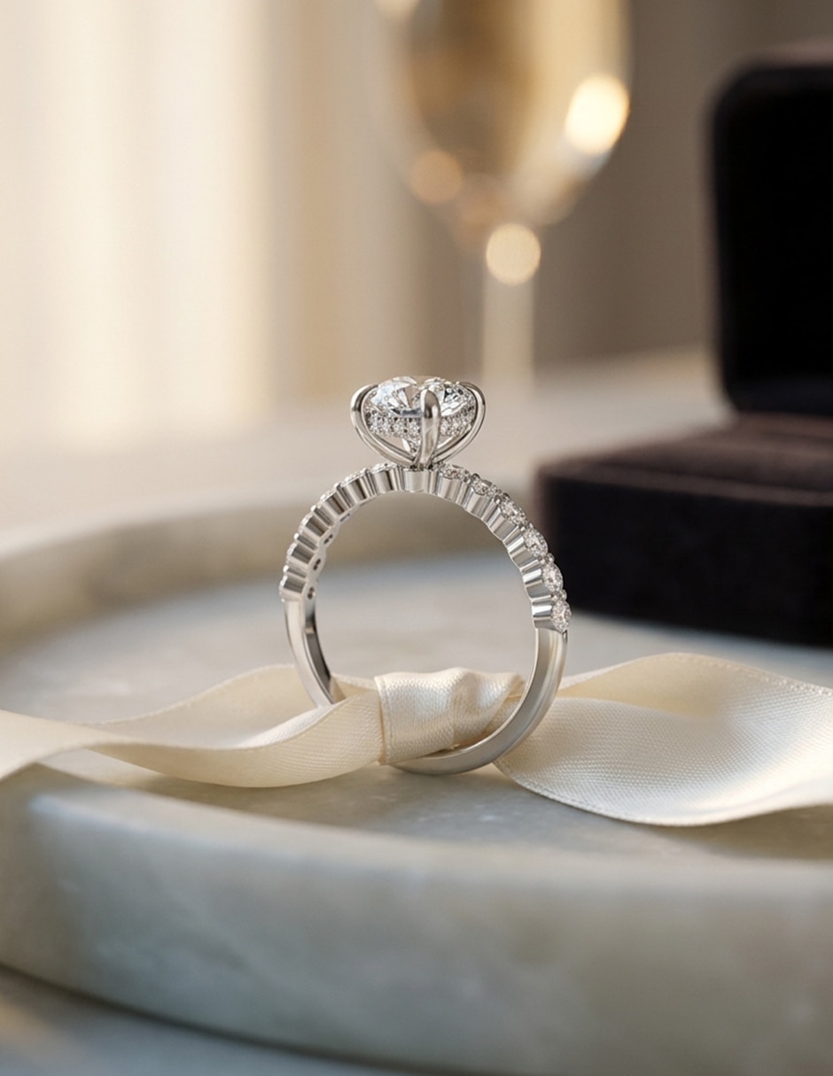 Anillo de compromiso de oro 14 k zirconia cúbica 7