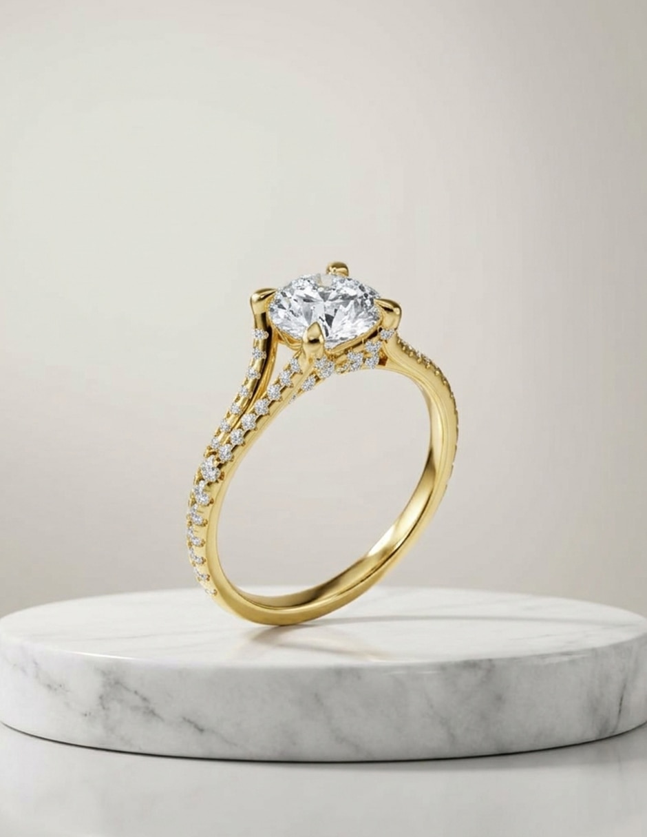 Anillo de compromiso de oro 14 k Amore Mio zirconia cúbica