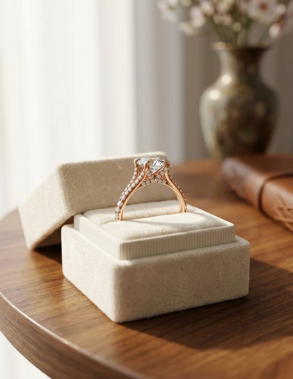 Anillo de compromiso de oro 14 k zirconia cúbica 7