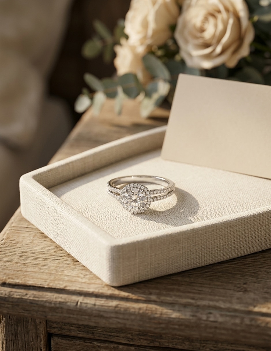 Anillo de compromiso de oro 14 k zirconia cúbica 5
