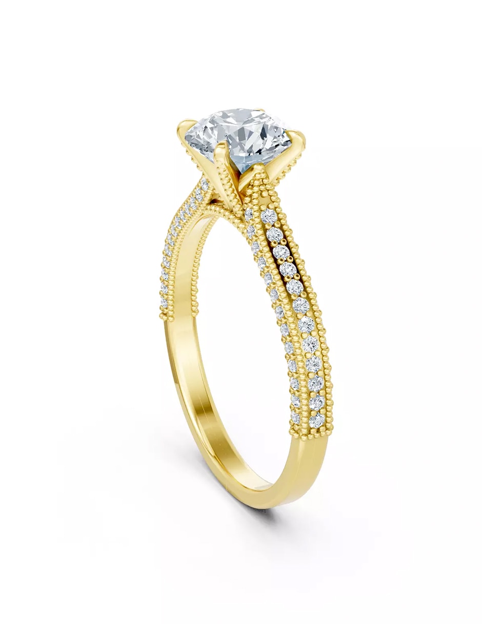 Anillo de compromiso de oro 14 k Amore Mio zirconia cúbica