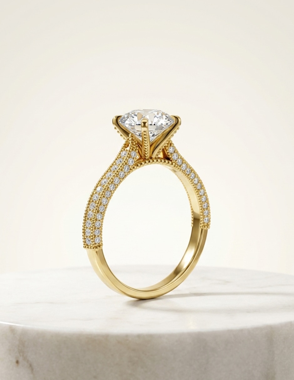 Anillo de compromiso de oro 14 k Amore Mio zirconia cúbica