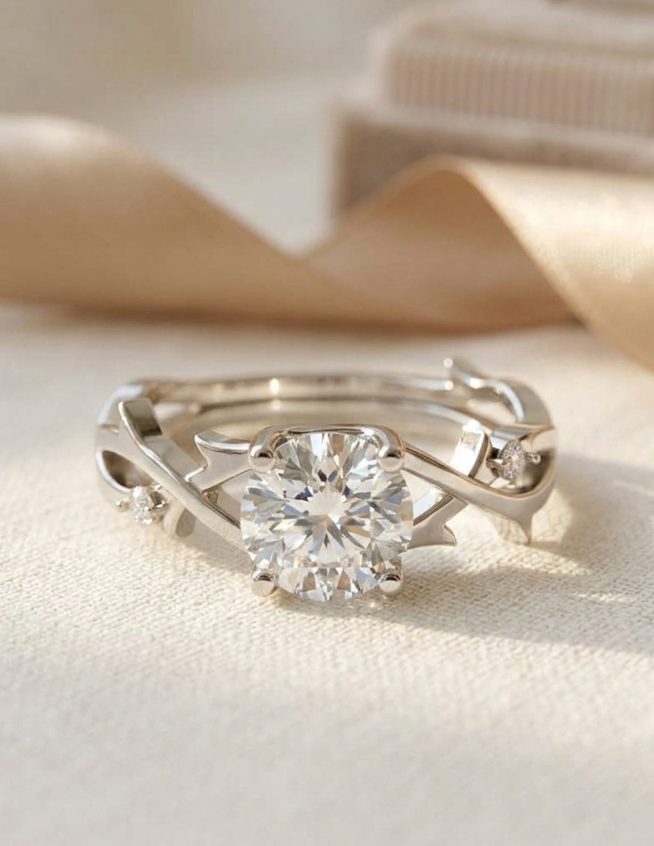 Anillo de compromiso de oro 9 k zirconia cúbica 4