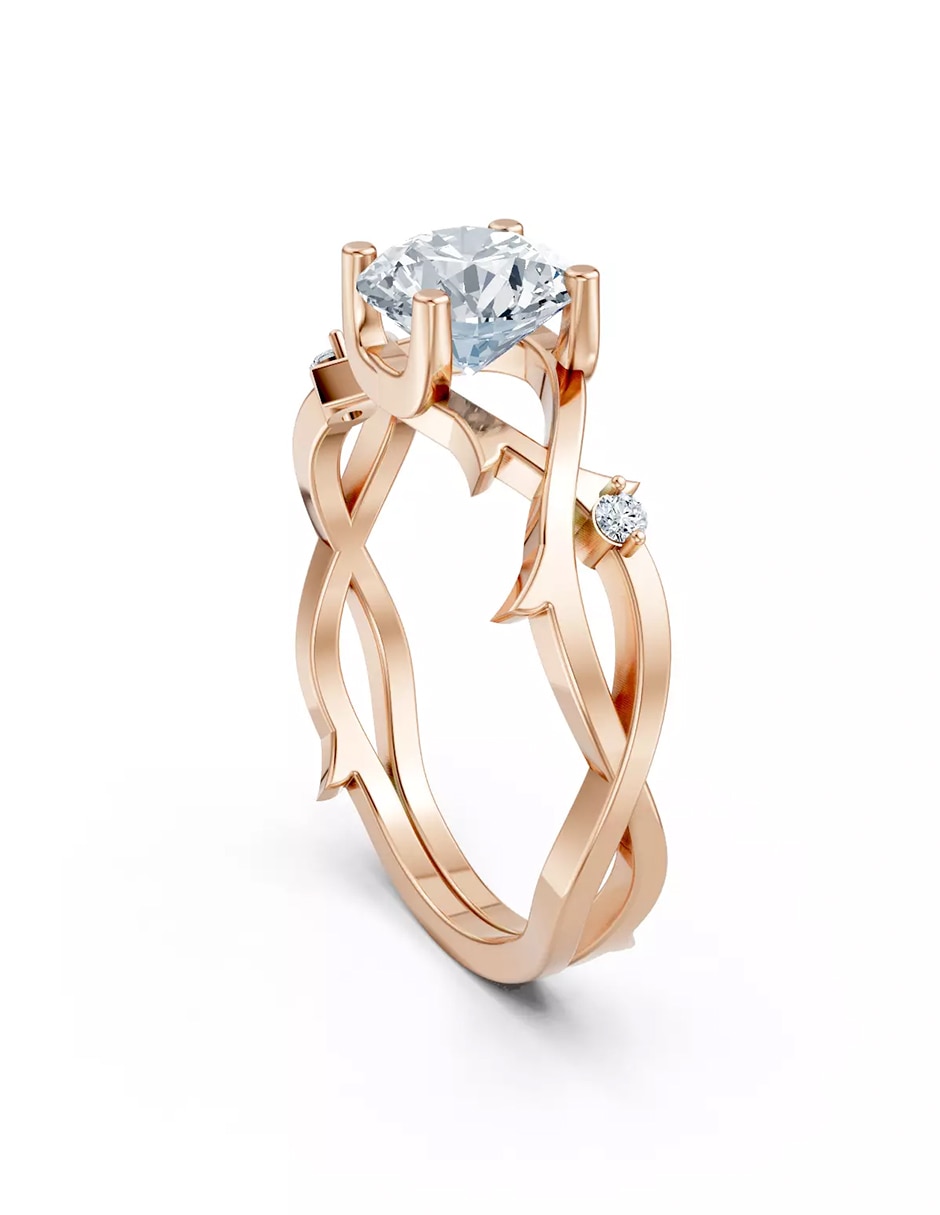 Anillo de compromiso de oro 14 k zirconia cúbica 3