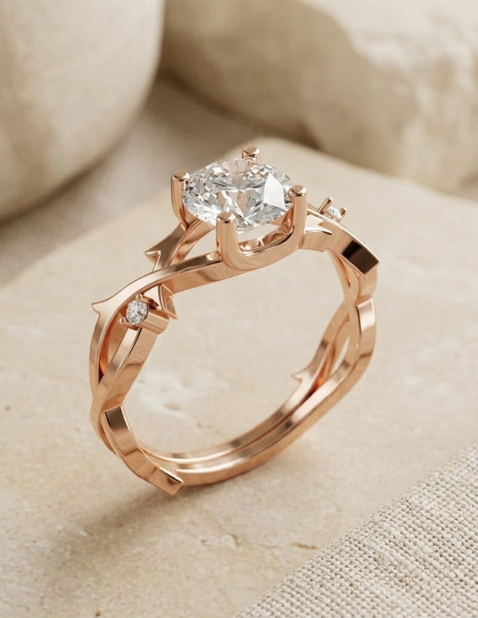 Anillo de compromiso de oro 14 k zirconia cúbica 4