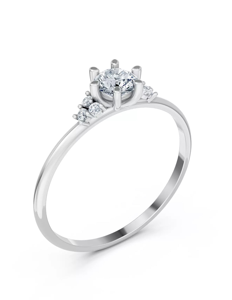 Anillo de compromiso de oro 18 k zirconia cúbica 5