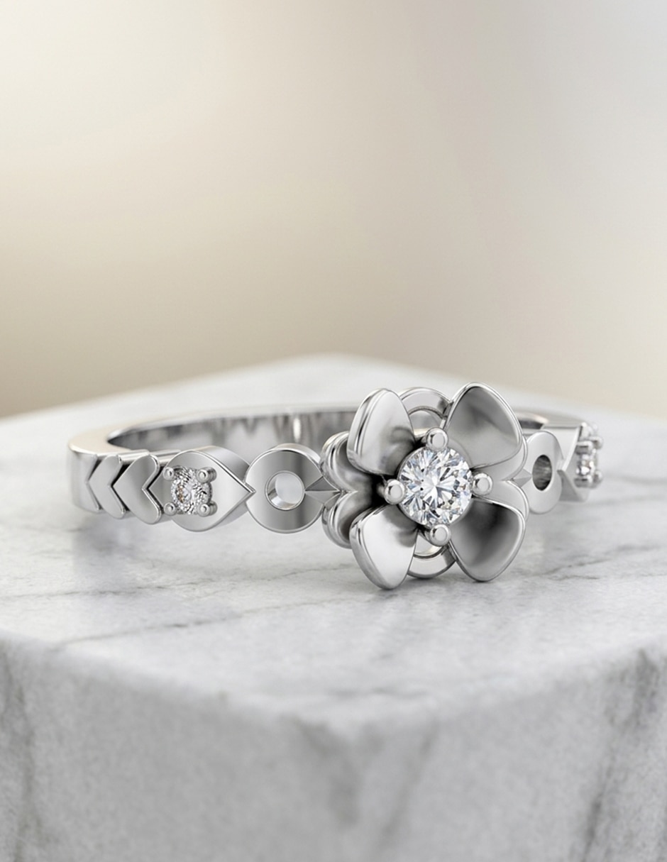 Anillo de compromiso de oro 9 k zirconia cúbica 4