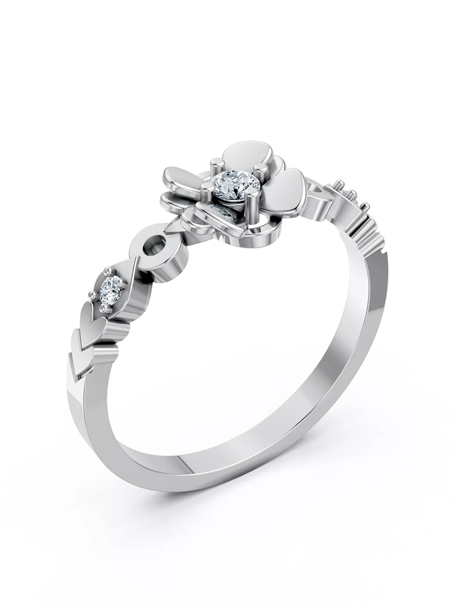 Anillo de compromiso de oro 14 k zirconia cúbica 5