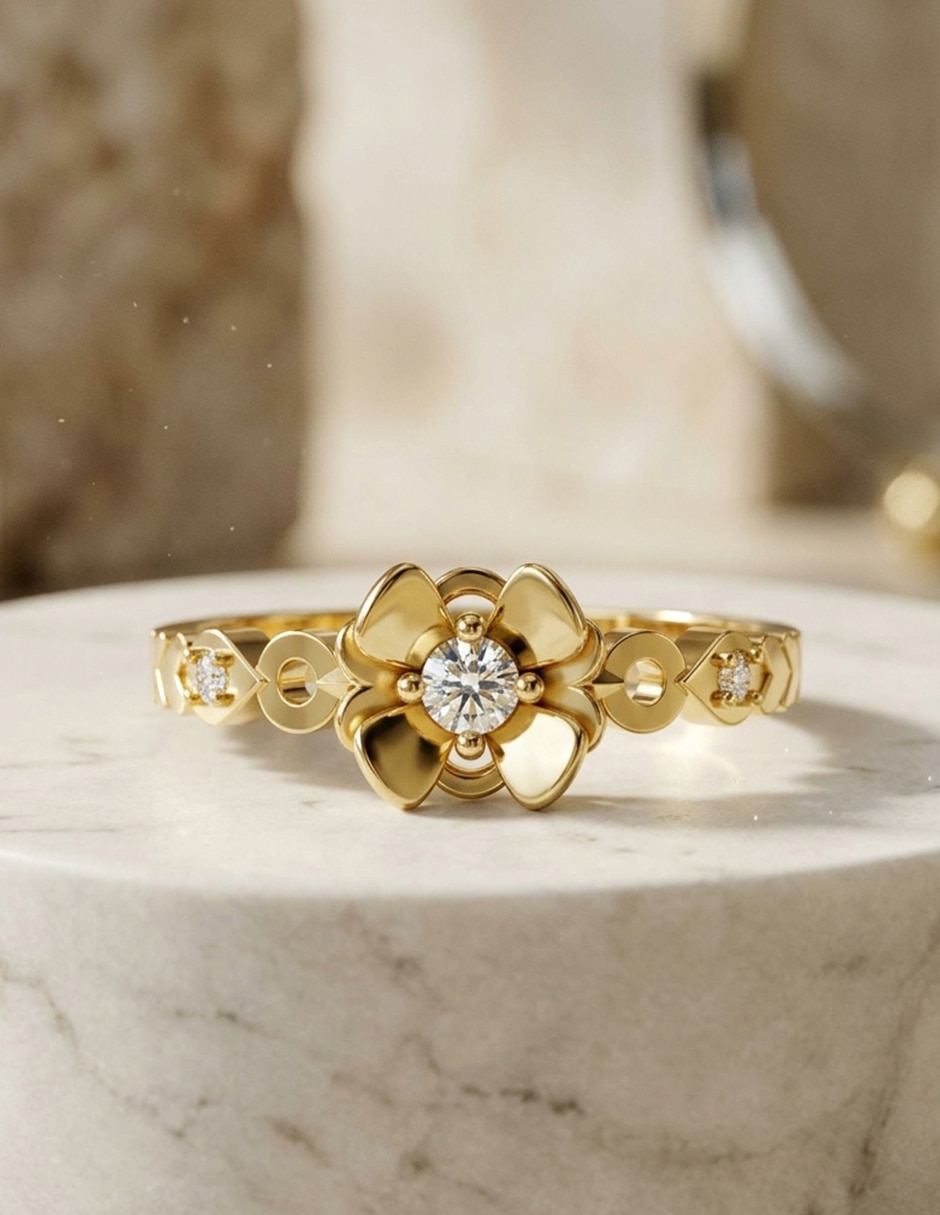 Anillo de compromiso de oro 14 k Amore Mio zirconia cúbica