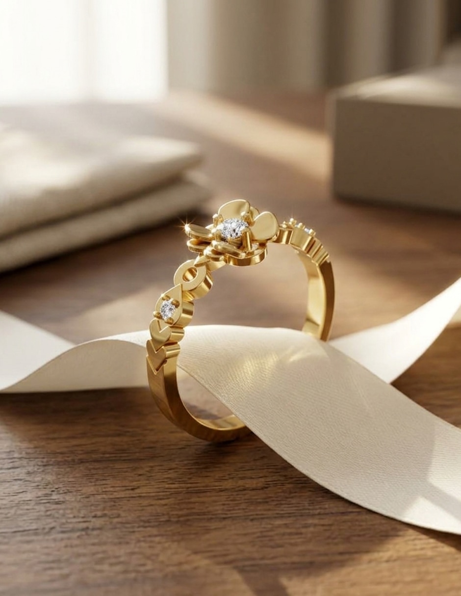 Anillo de compromiso de oro 14 k Amore Mio zirconia cúbica