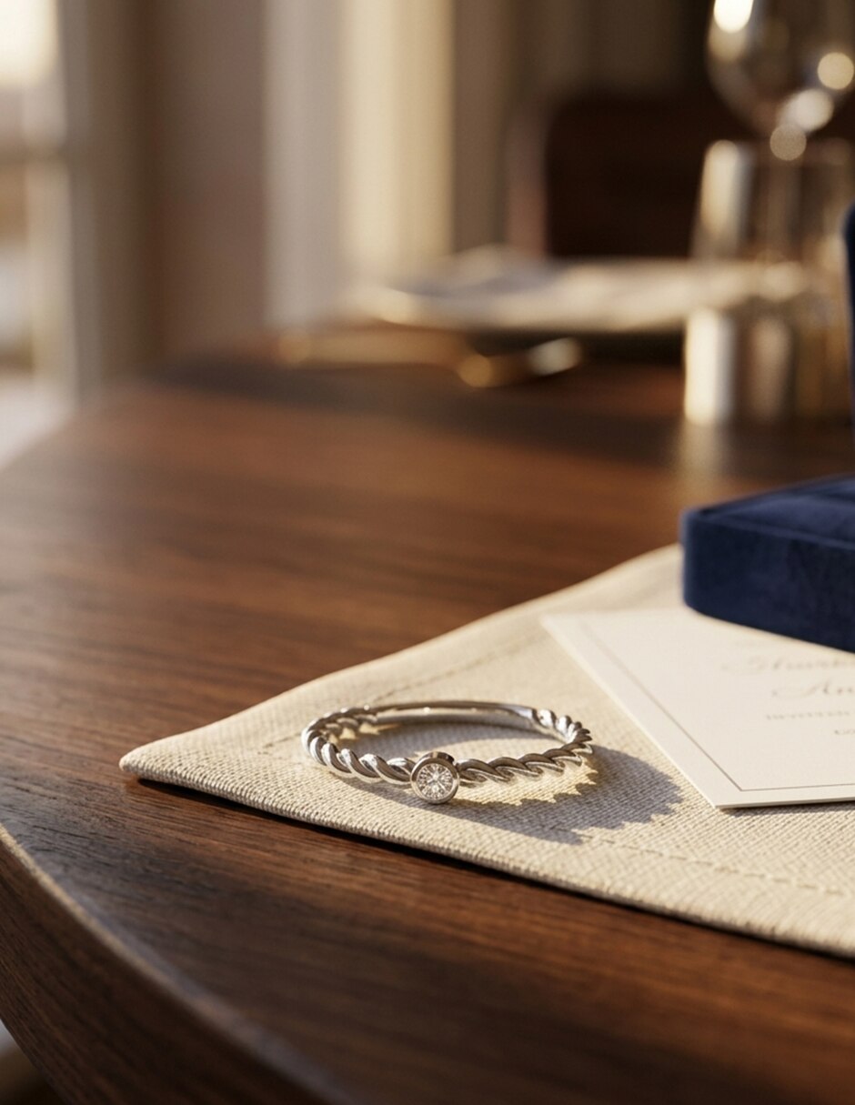 Anillo de compromiso de oro 14 k 4