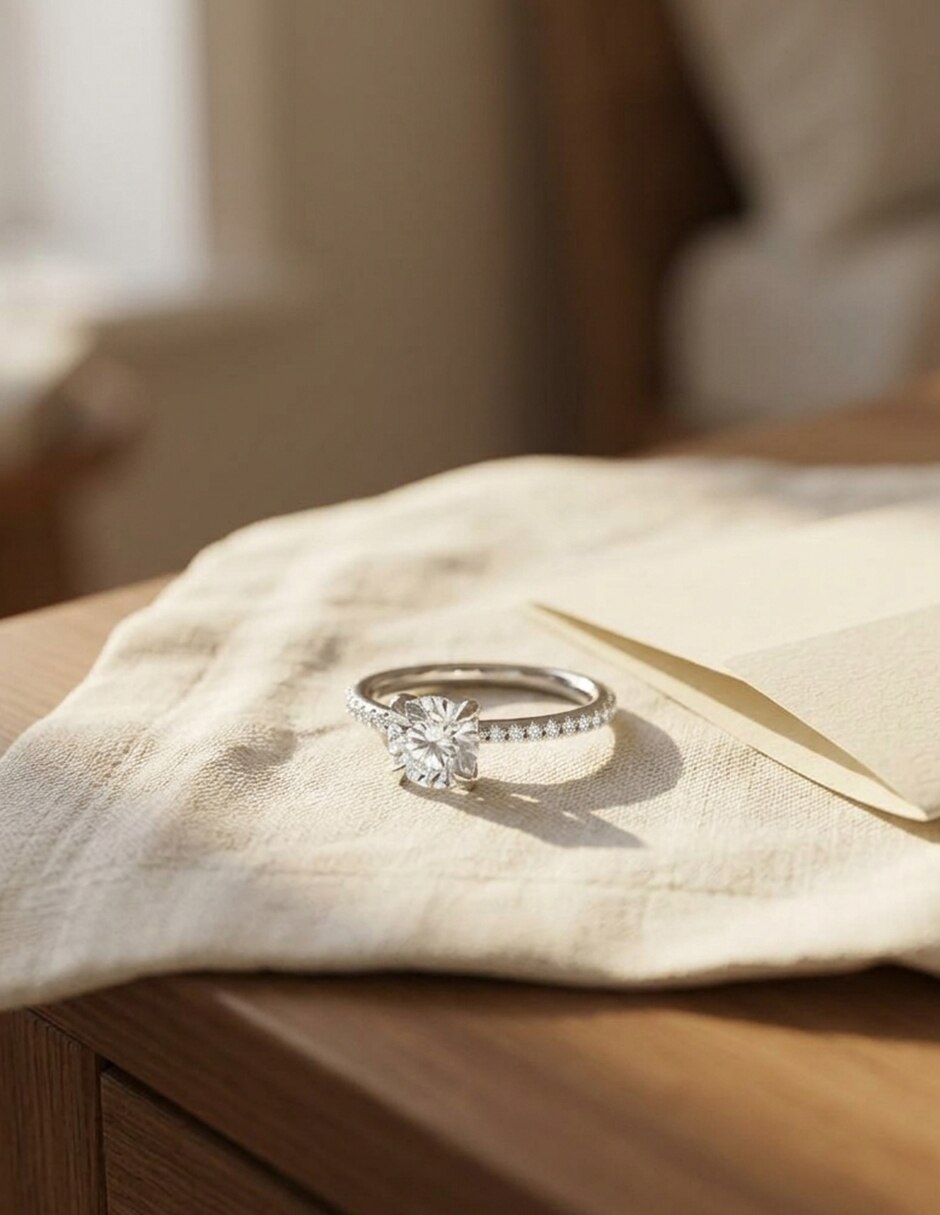 Anillo de compromiso de oro 14 k zirconia cúbica 4
