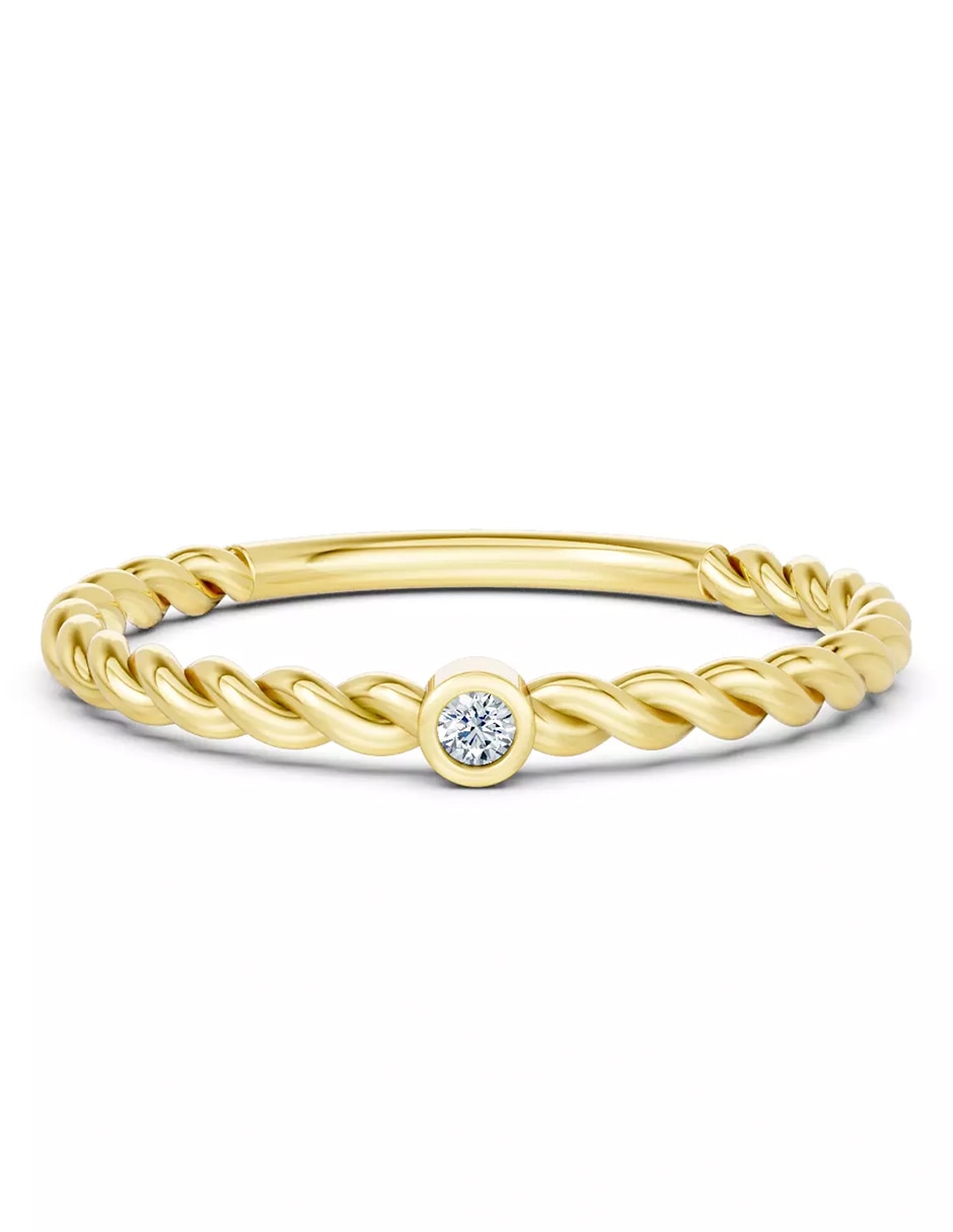 Anillo de compromiso de oro 18 k zirconia cúbica