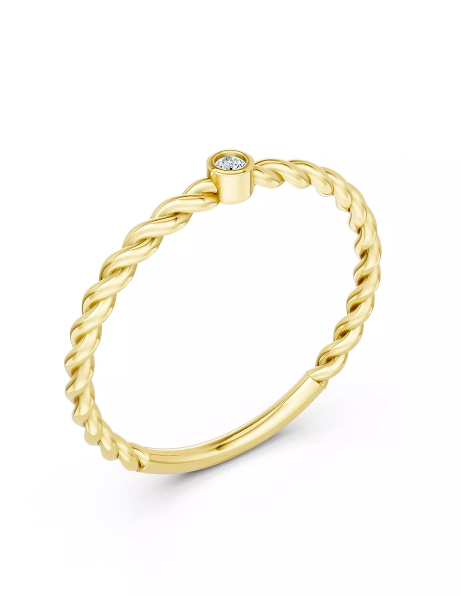 Anillo de compromiso de oro 14 k zirconia cúbica 6