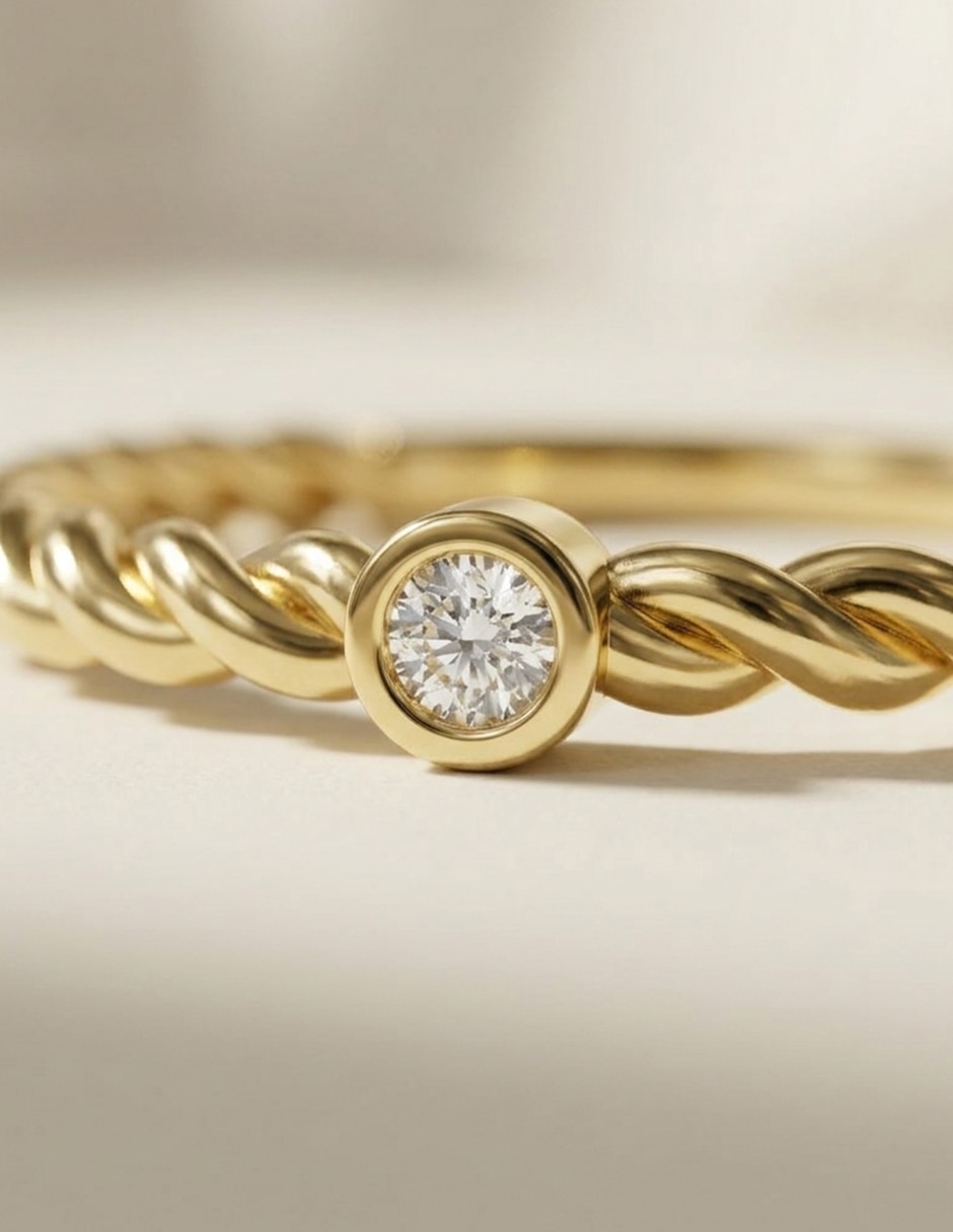 Anillo de compromiso de oro 14 k zirconia cúbica 8