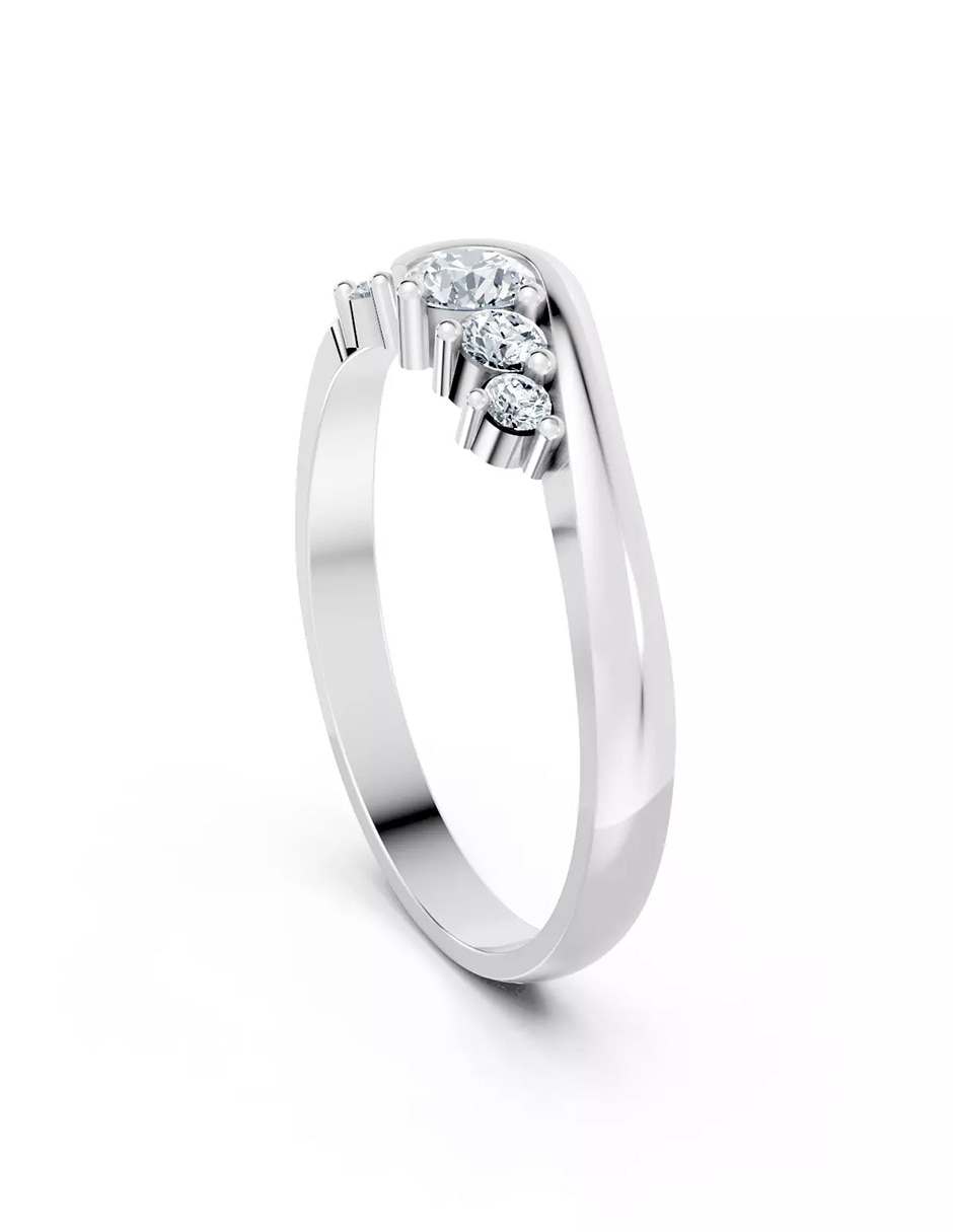 Anillo de compromiso de oro 14 k zirconia cúbica 3