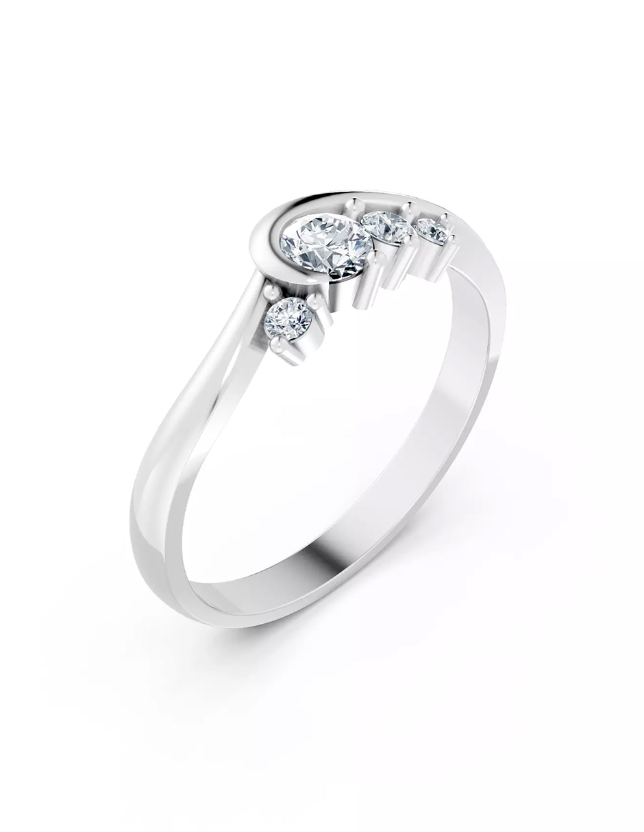 Anillo de compromiso de oro 14 k zirconia cúbica 4