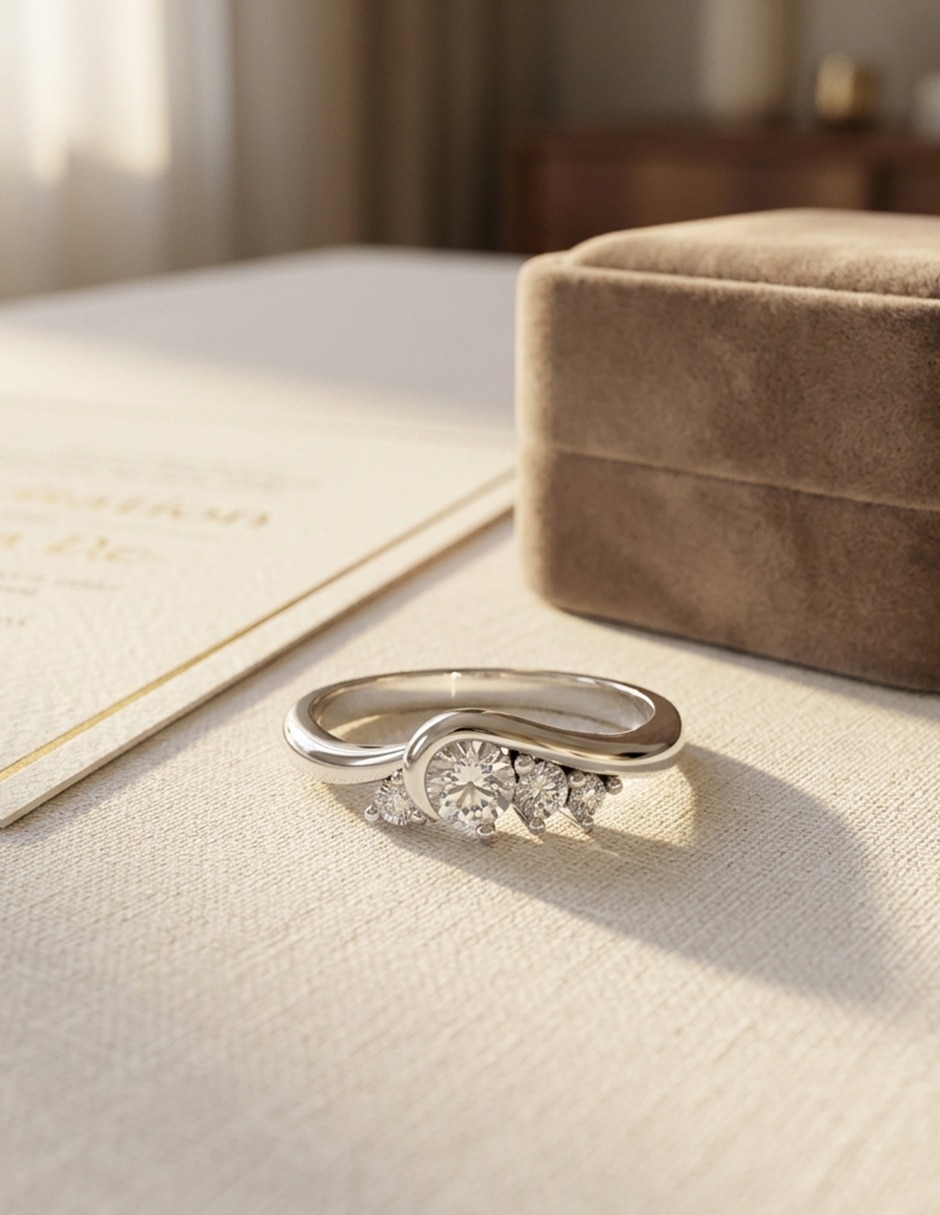 Anillo de compromiso de oro 14 k zirconia cúbica 7