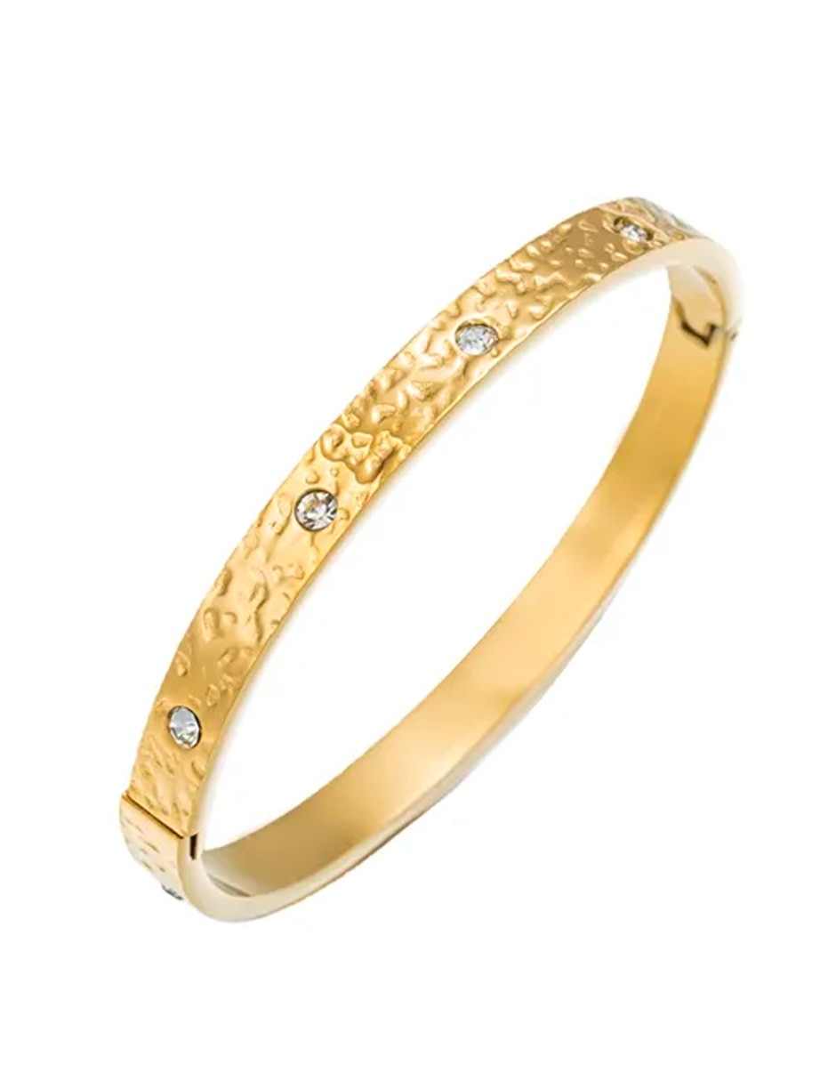 Brazalete de oro laminado con zirconia cúbica 14 k acabado brillante