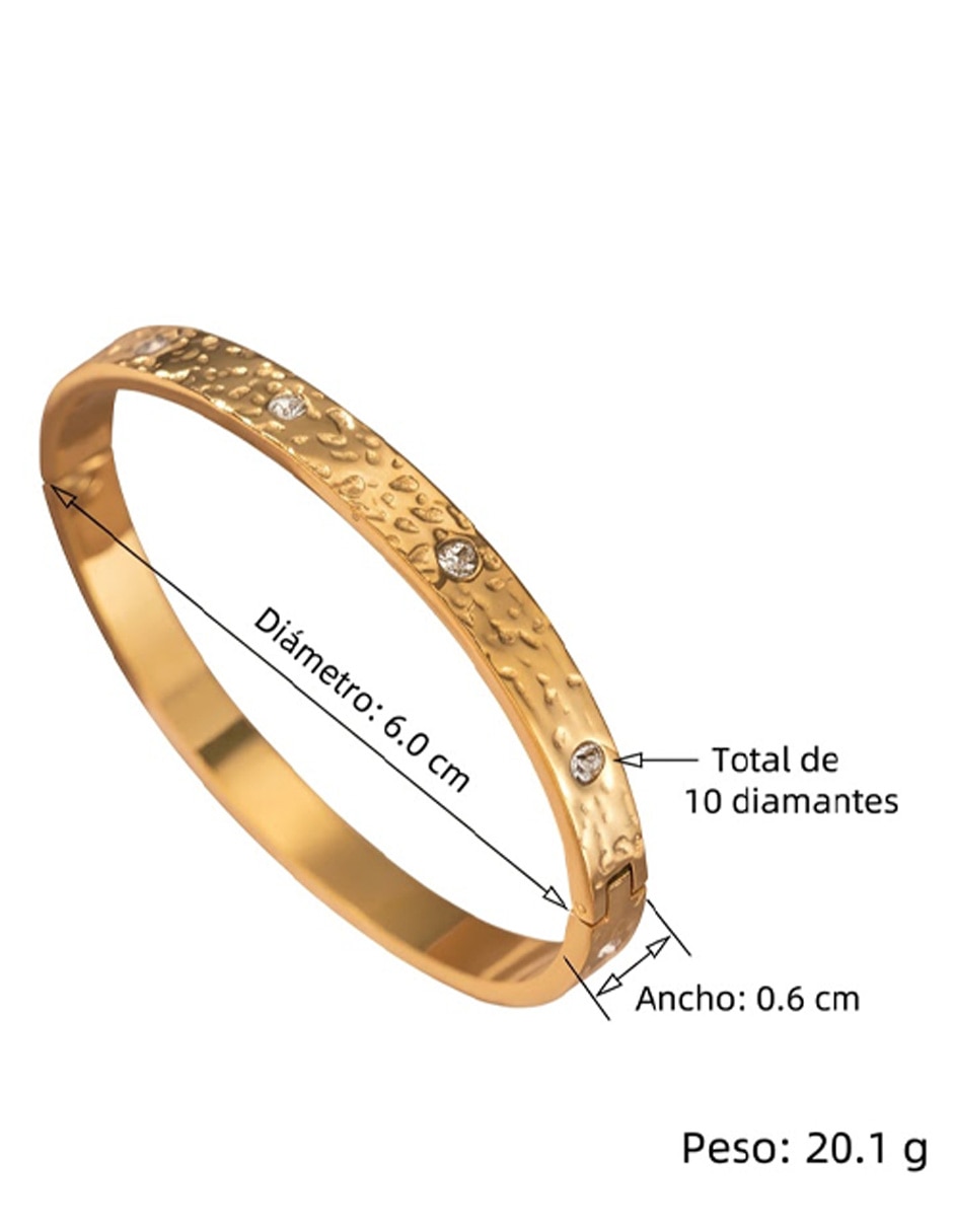 Brazalete Nira de oro laminado con zirconia cúbica 14 k acabado brillante