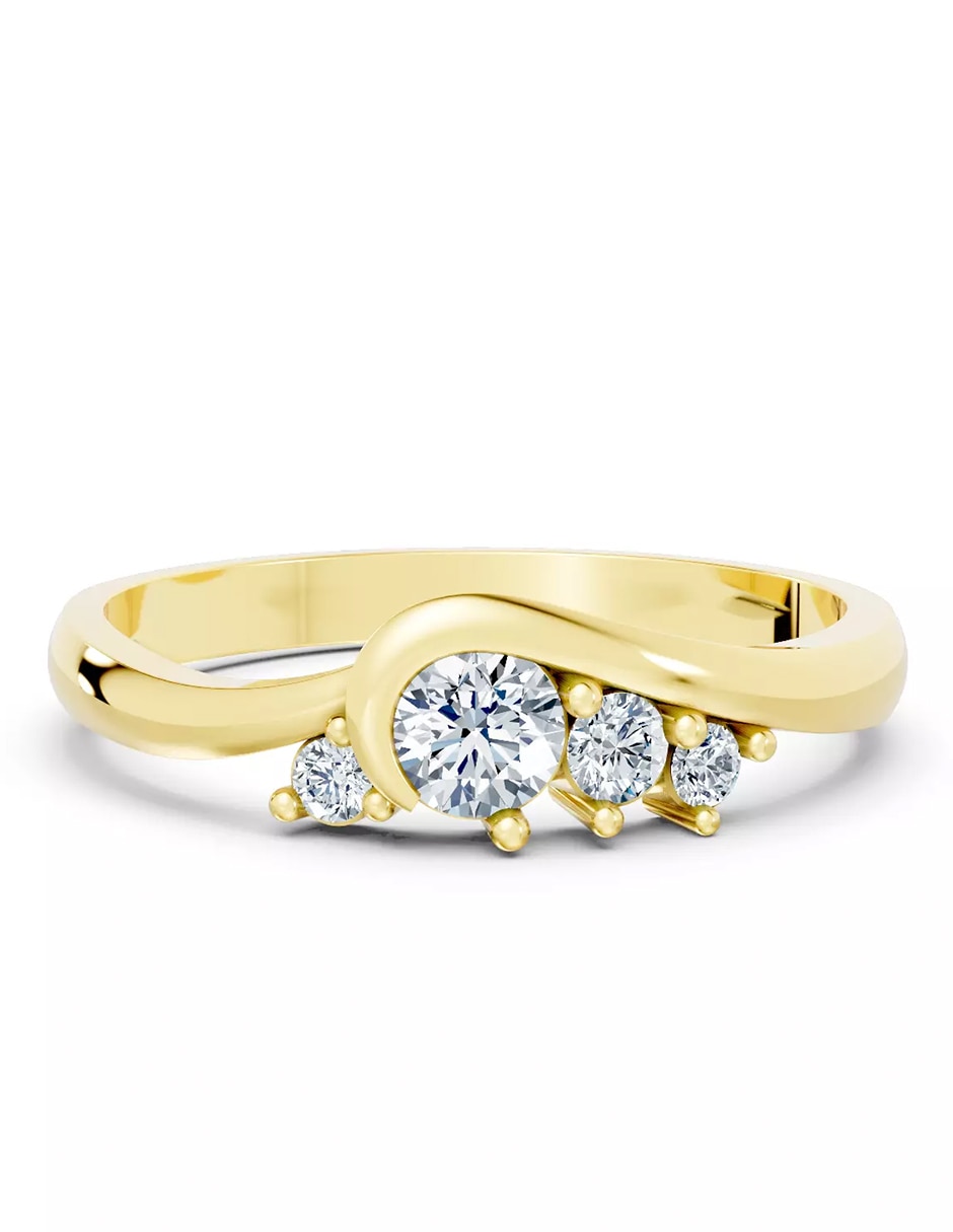 Anillo de compromiso de oro 18 k zirconia cúbica