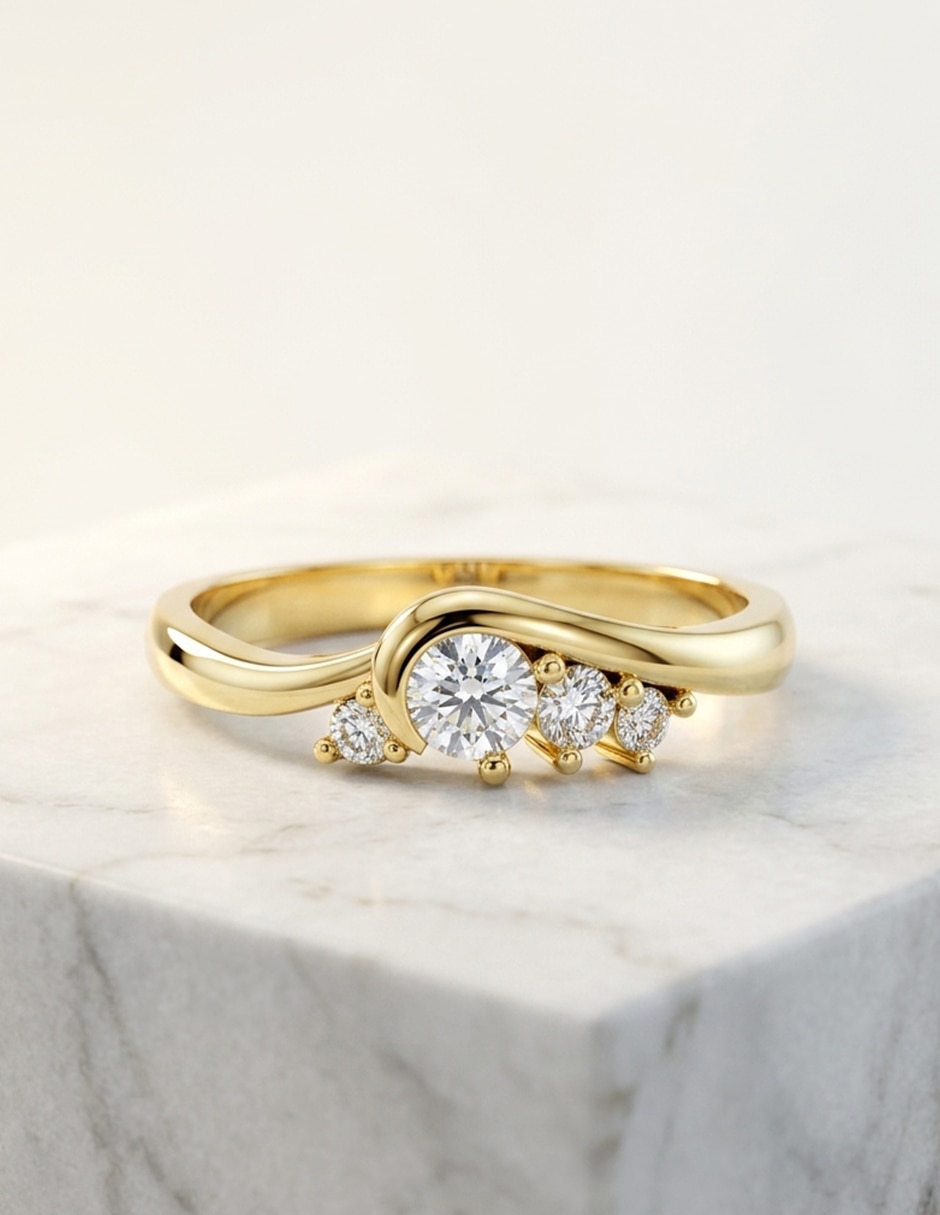 Anillo de compromiso de oro 18 k zirconia cúbica 4