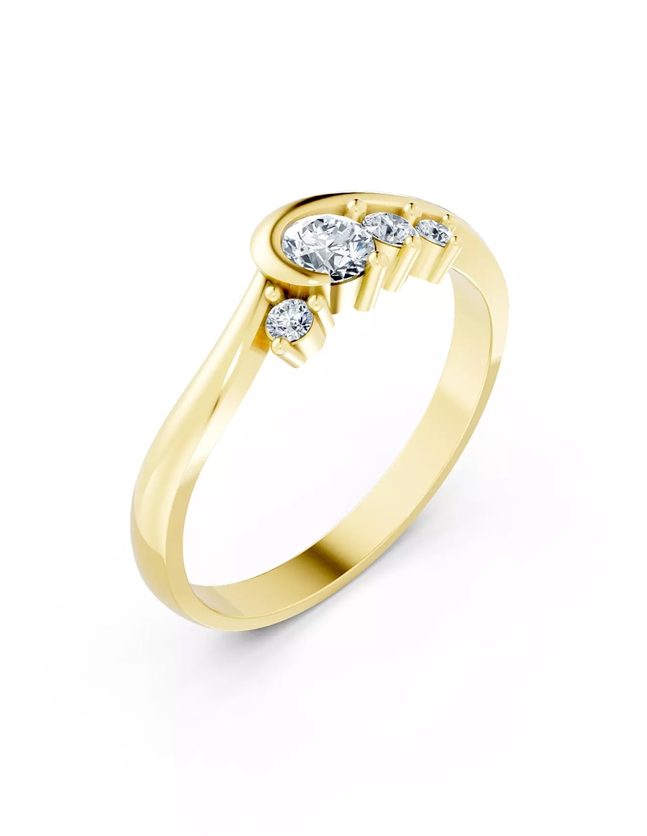 Anillo de compromiso de oro 18 k zirconia cúbica 5