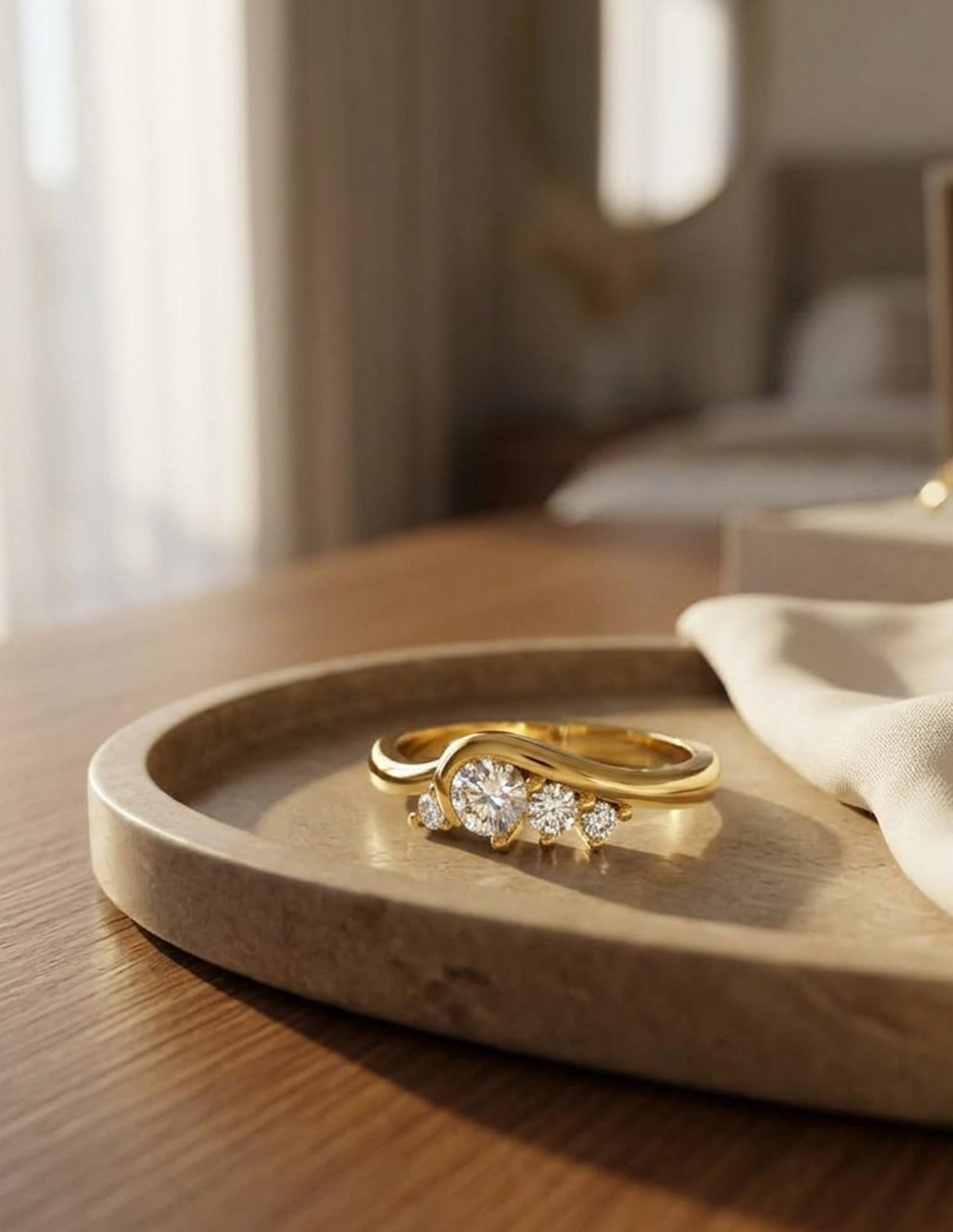 Anillo de compromiso de oro 18 k zirconia cúbica 7