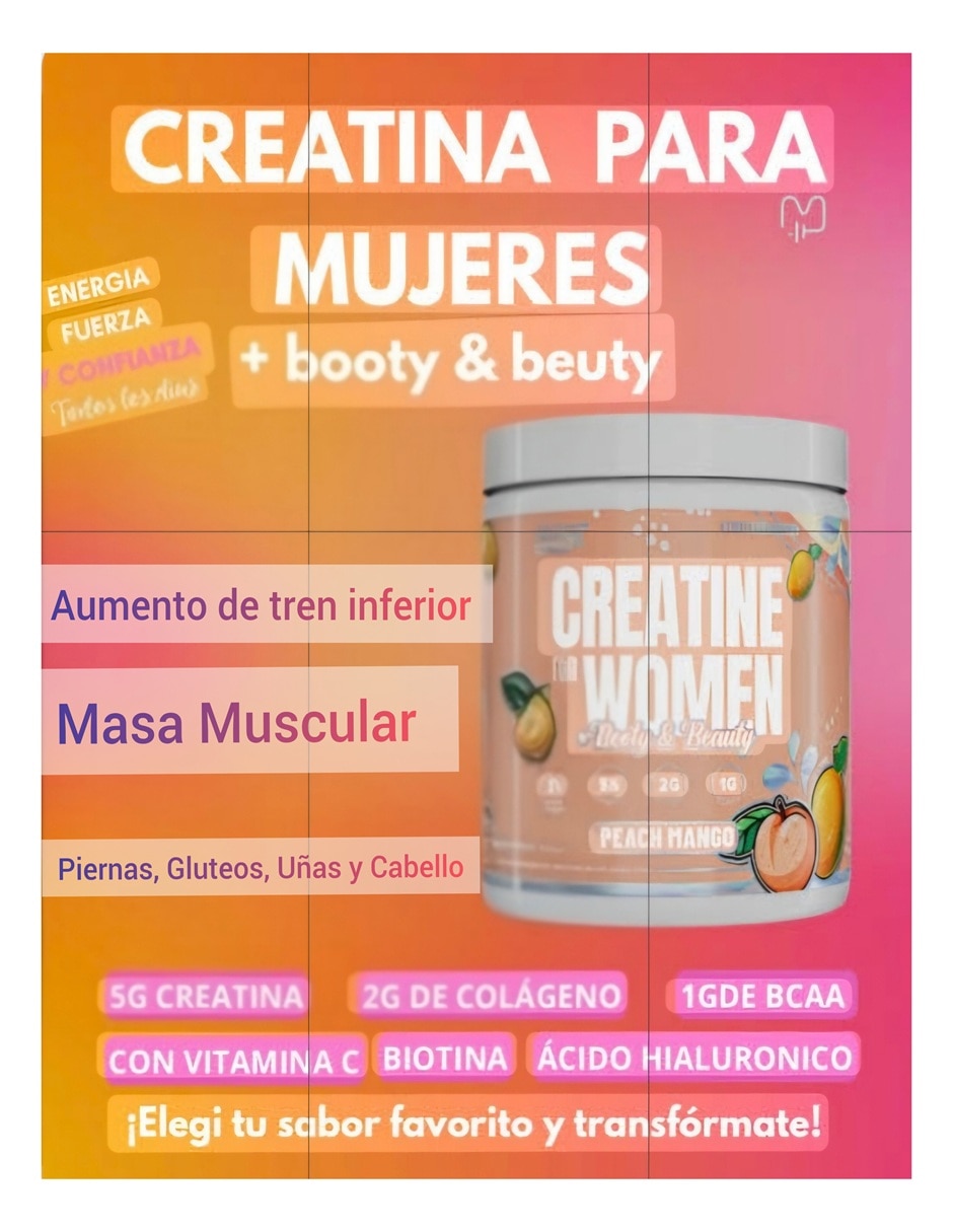Creatine for Women Booty & Beauty Nutrex Research colágeno sabor mango de 310 g
