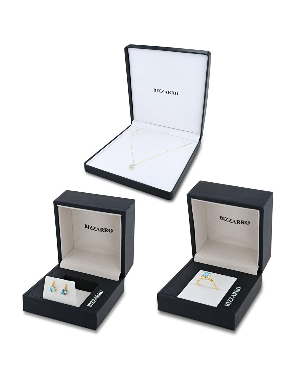 Aretes collar y anillo Triangular de oro amarillo 14 k diamante 3