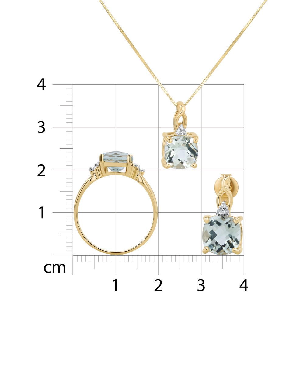 Aretes collar y anillo cuadrados de oro amarillo 14 k amatista 5