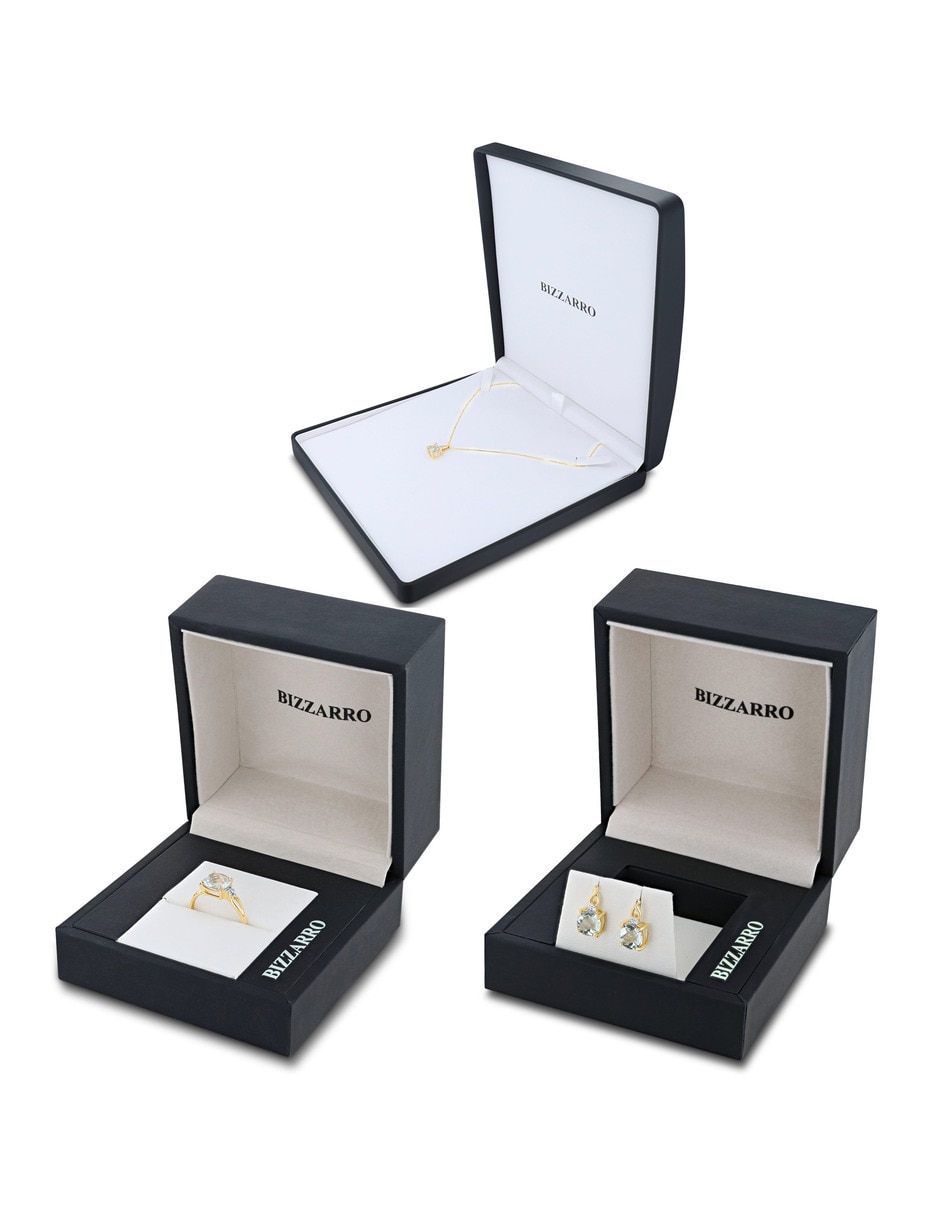Aretes collar y anillo cuadrados de oro amarillo 14 k amatista 3