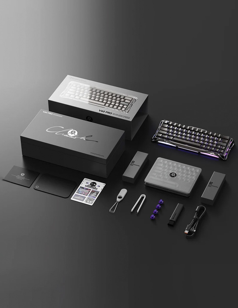 Teclado gamer USB-C QWERT inglés con interruptor Lineal Gravastar Mercury V60 Pro Deluxe Edition