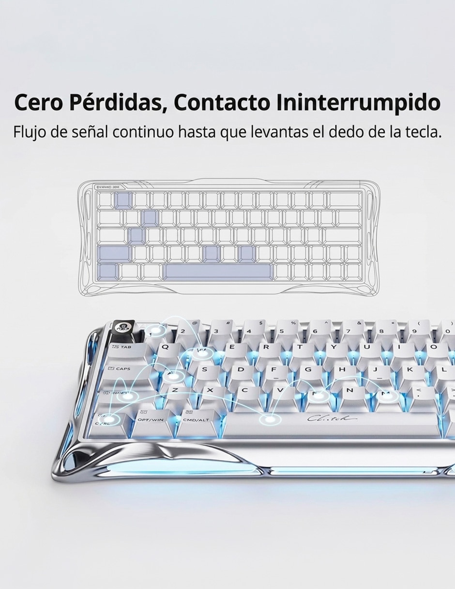 Teclado gamer USB-C QWERT inglés con interruptor Lineal Mercury V60 Pro Deluxe Edition 8