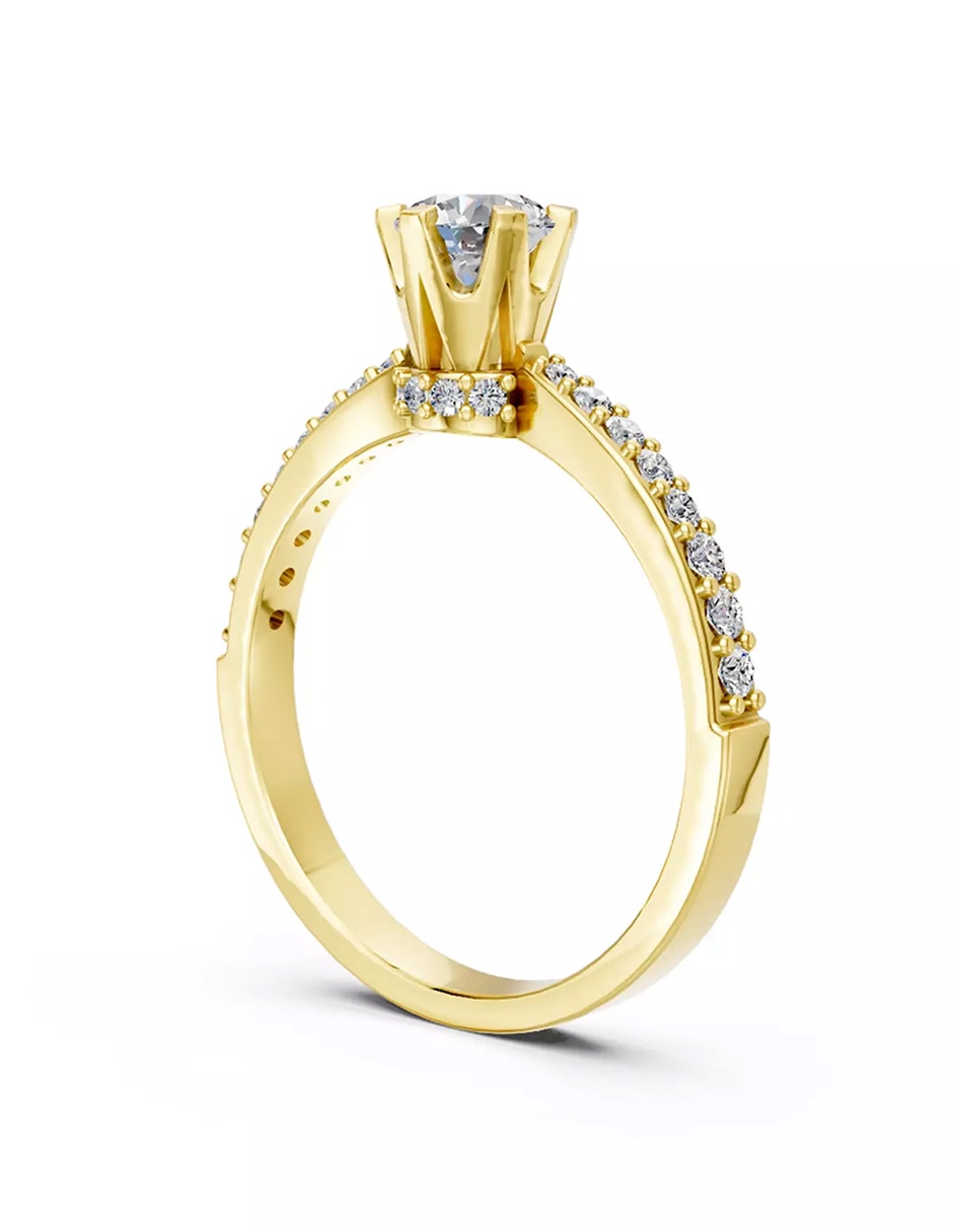 Anillo de compromiso de oro 14 k Amore Mio zirconia cúbica