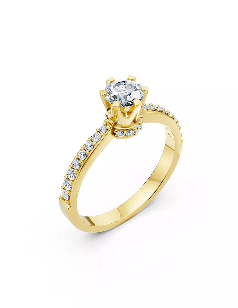 Anillo de compromiso de oro 14 k Amore Mio zirconia cúbica