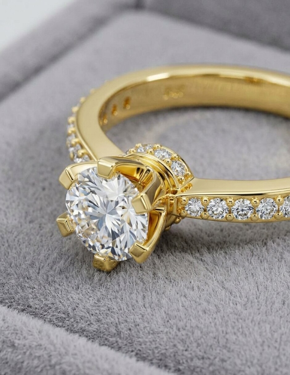 Anillo de compromiso de oro 14 k Amore Mio zirconia cúbica