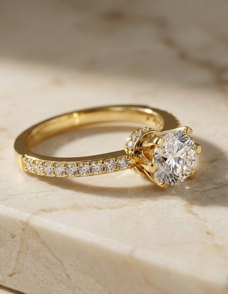 Anillo de compromiso de oro 9 k Amore Mio zirconia cúbica
