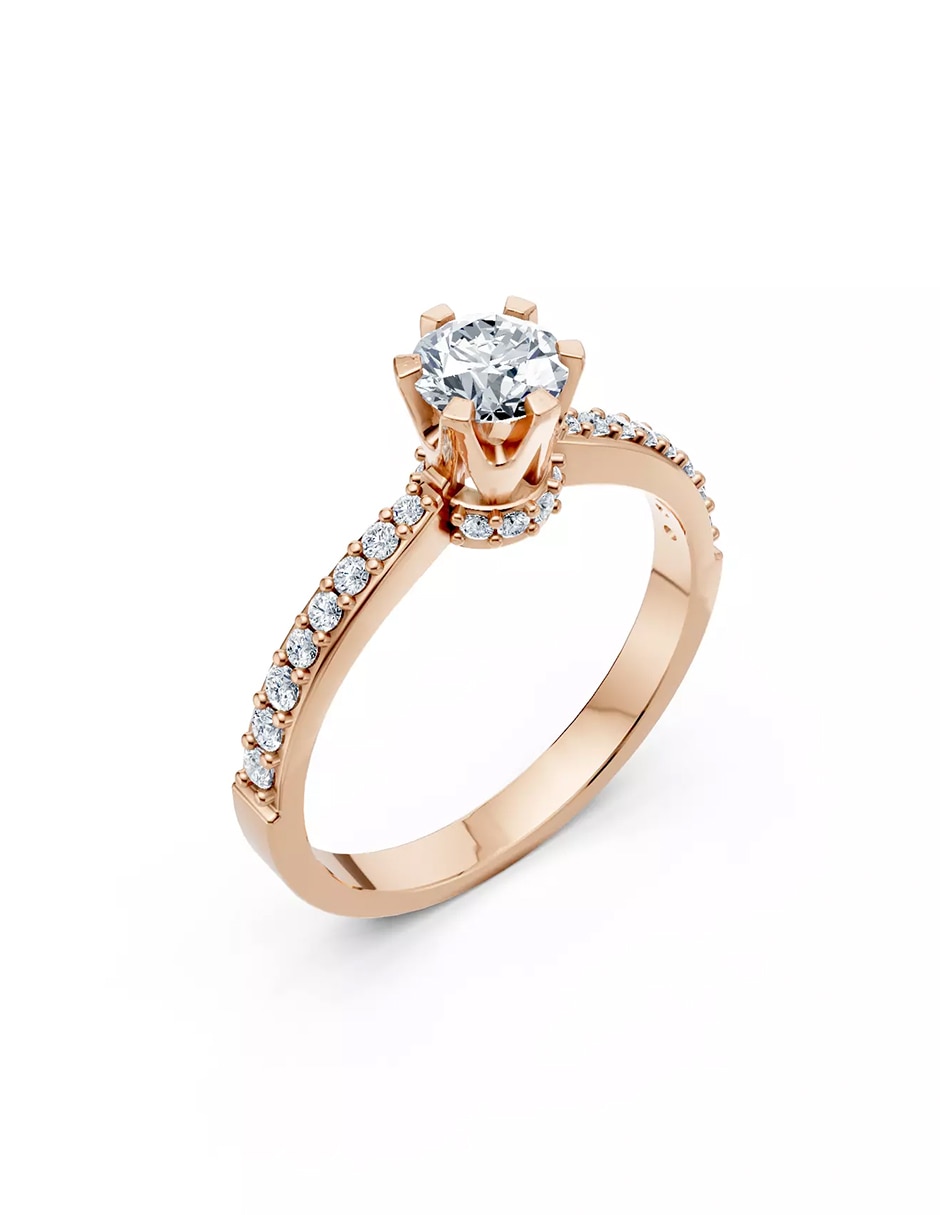 Anillo de compromiso de oro 18 k zirconia cúbica 6