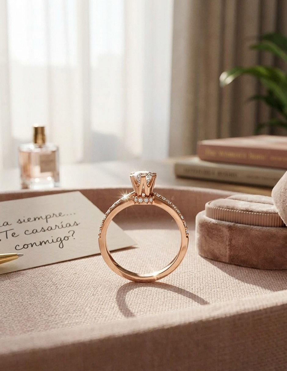 Anillo de compromiso de oro 18 k zirconia cúbica 8